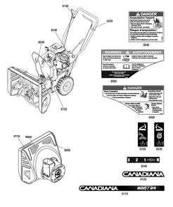 Decals Group Diagram and Parts List for 1696079 2011 Briggs and Stratton Snow Blower
